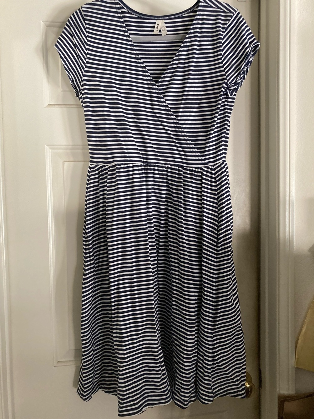 Pact Womens Navy and White Stripe Wrap-Style Dress
